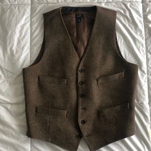 J Crew brown tweed 100% wool vest M